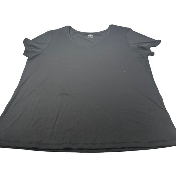 Athletic Works Women's Size XXXL 22 Tee Shirt Stretch V-Neck Short Sleeve Black - Picture 1 of 13
